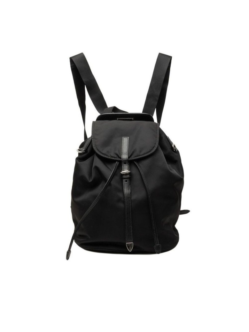 Prada Logo Backpack Black Nylon Leather